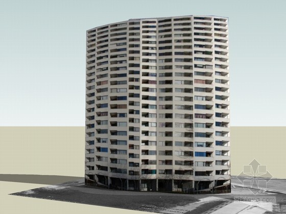 高层综合公寓楼单体设计资料下载-高层公寓楼SketchUp模型下载