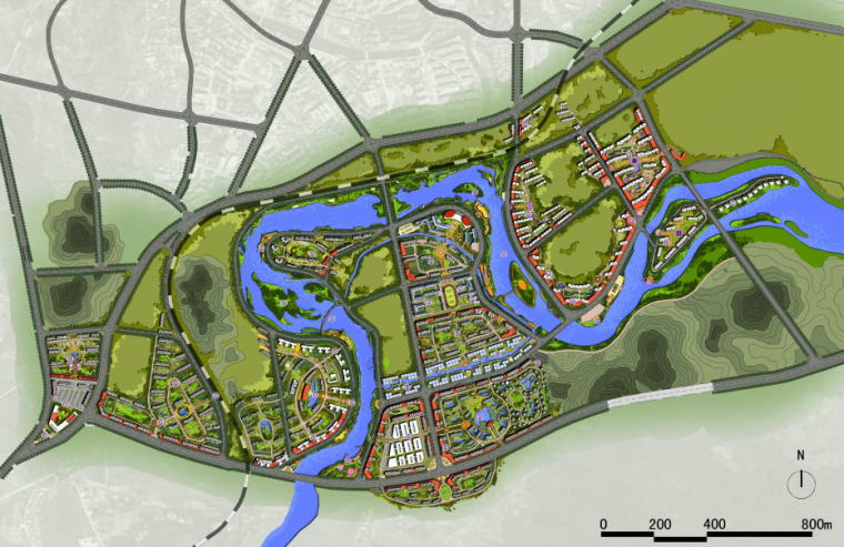 [湖南]东安滨江国际新城概念性总体规划与城市设计-[湖南]东安滨江国际知名地产概念性总体规划与城市设计 A-1平面图