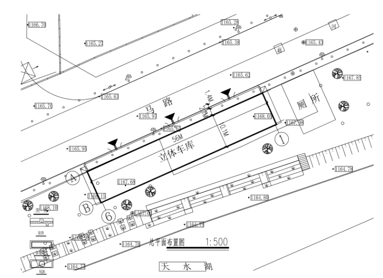 一层门式钢架立体停车场建筑结构施工图2018-总平面图