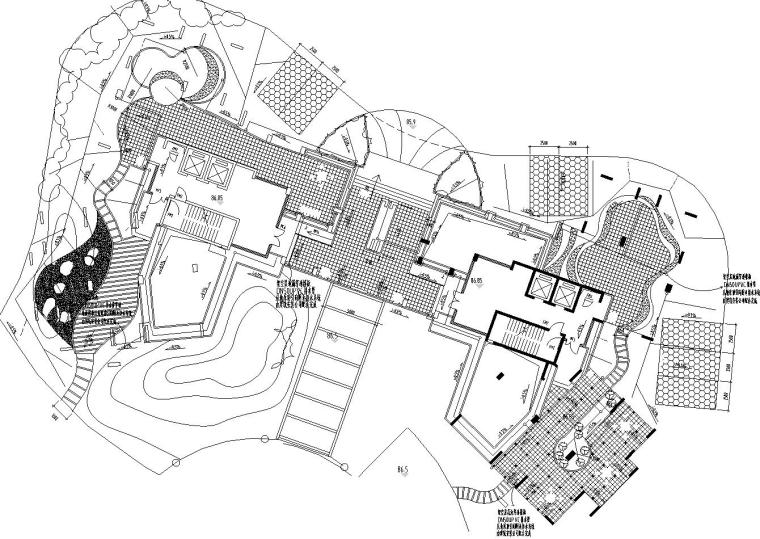 [四川]香格里拉花园环境景观工程施工图设计（给排水设计）-YS-J07.5号架空层给排水平面图