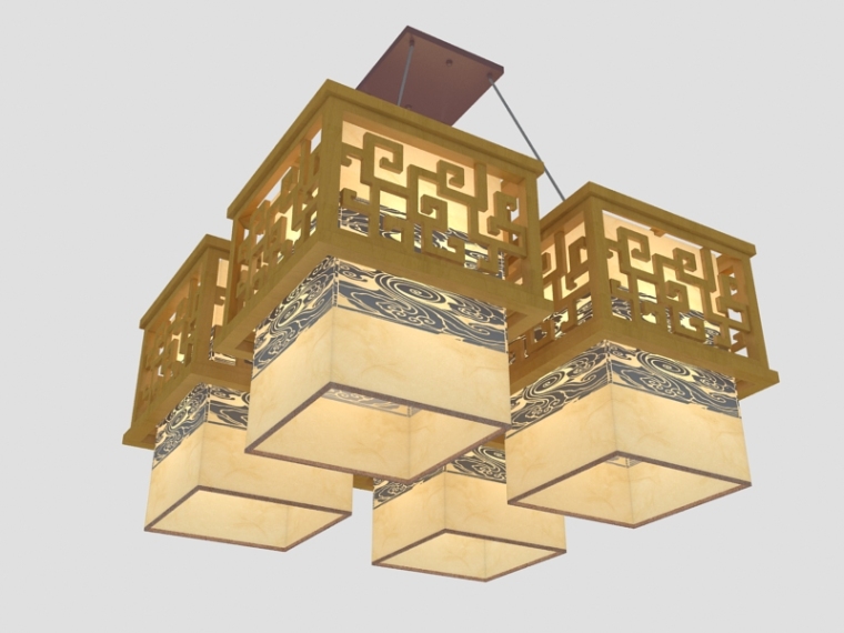 吊灯模型下载资料下载-中式大吊灯3D模型下载