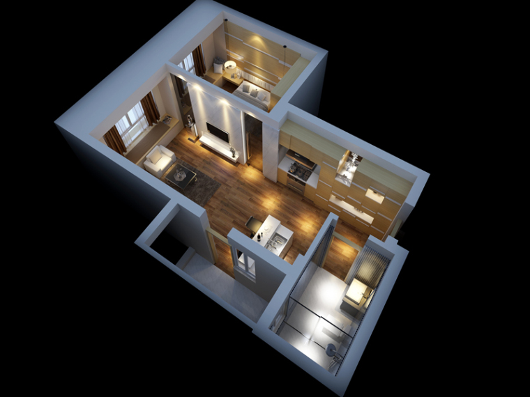 明亮中世纪现代公寓资料下载-现代青年公寓3D模型下载
