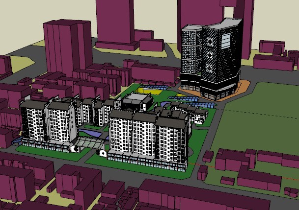 商品房飘窗设计资料下载-商品房住宅模型设计（su模型）