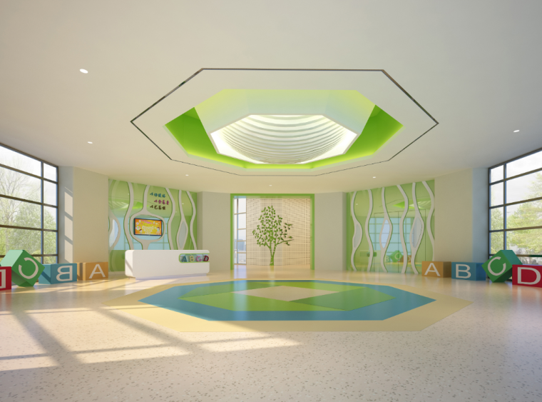 河南置地广场幼儿园室内设计概念方案图（28张）-门厅效果图