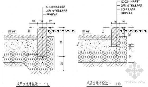 成品混凝土做法资料下载-成品立道牙做法详图