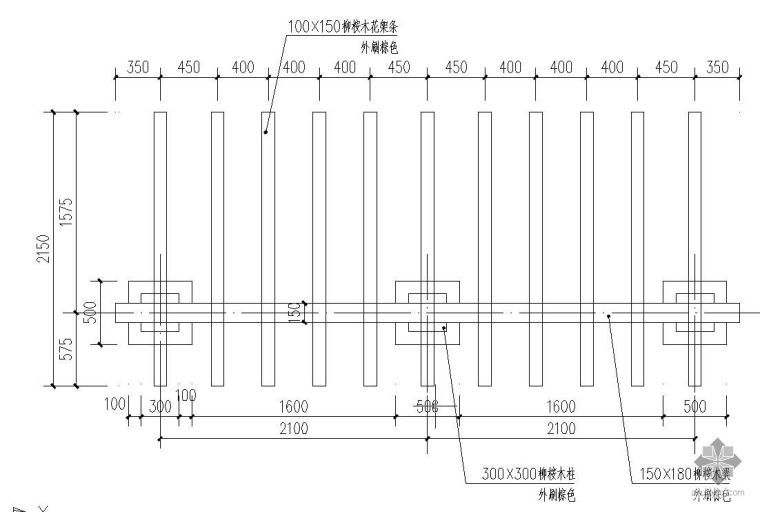 园林花架大样资料下载-单挑花架施工大样