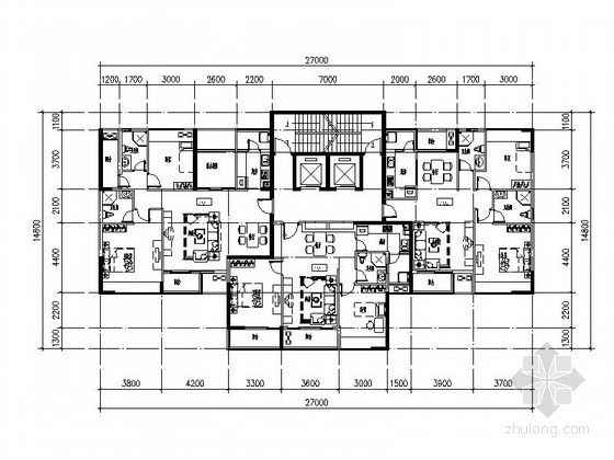 45平米公寓楼平面图资料下载-soho公寓楼户型平面图