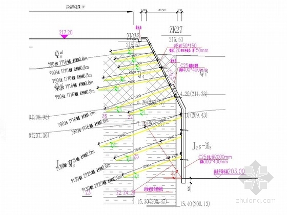 土钉放坡支护资料下载-[重庆]地下车库放坡结合土钉墙基坑支护施工图