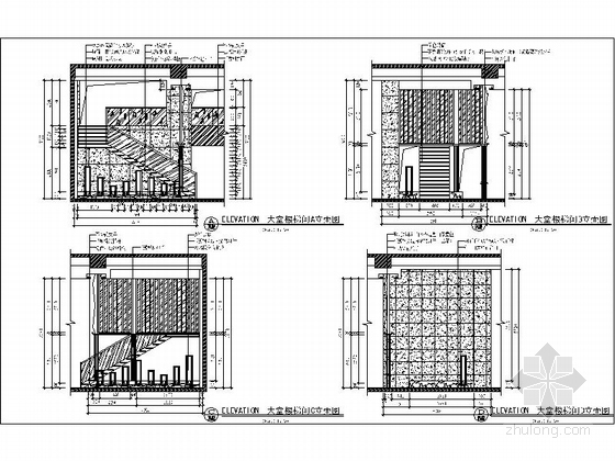 [广东]豪华娱乐量贩式KTV室内设计施工图（含效果）楼梯立面图