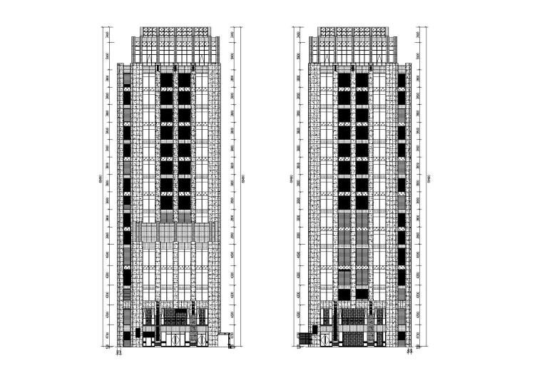 [浙江]杭州九茂大厦高层老年公寓改造建筑施工图（CAD）-立面2
