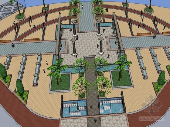 城市休闲广场方案资料下载-休闲广场SketchUp模型下载