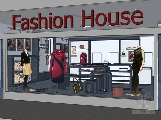 服装店老板的私人住宅资料下载-服装店sketchup模型下载