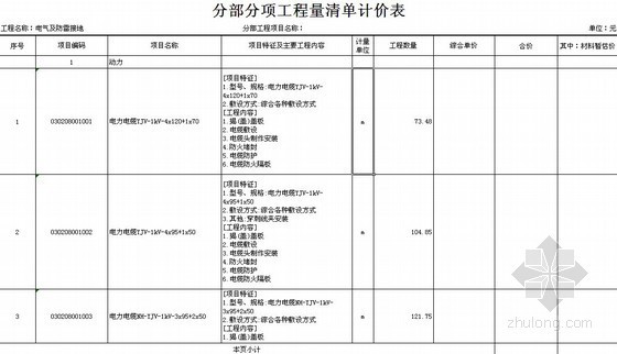 [重庆]2013年某6层框架结构辅楼及停车场装修项目建筑电气、给排水工程量清单（CAD详图47张）-分部分项工程量清单计价表 