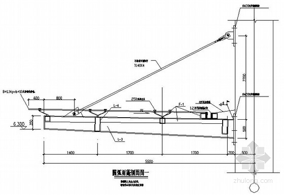 5米桥梁设计施工图资料下载-悬挑5米钢结构雨篷结构施工图