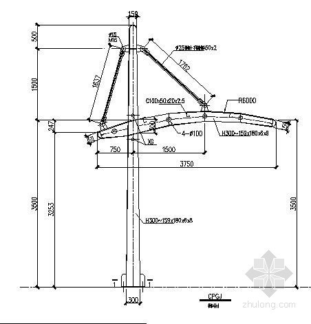 单排汽车车棚cad钢结构资料下载-钢结构车棚PKPM模型和钢构图