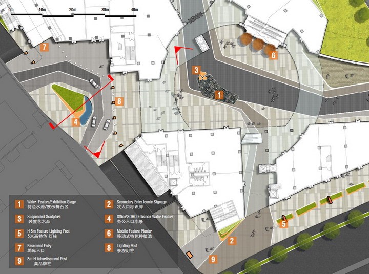 [上海]商业广场及屋顶花园景观设计方案（国际知名事务所）-中庭及主入口