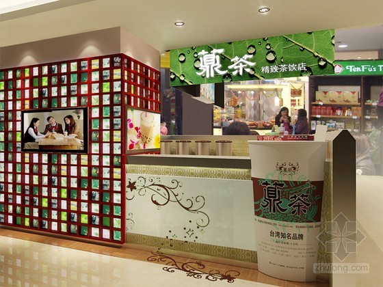 茶饮店su模型资料下载-台湾茶饮外卖窗口店3D模型下载