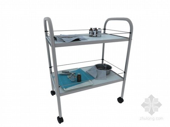 器皿3d模型资料下载-医院器皿车3D模型下载