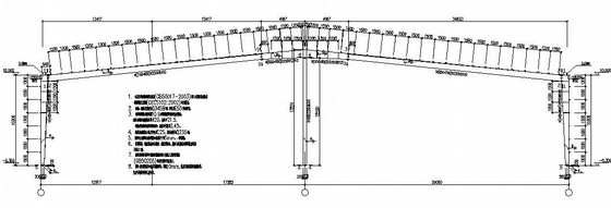 带托梁门式刚架施工图资料下载-60米跨门式刚架厂房结构施工图(带雨篷)
