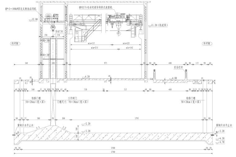 大中型闸站更新改造工程初步设计报告（315页）-站身自排孔纵剖面图