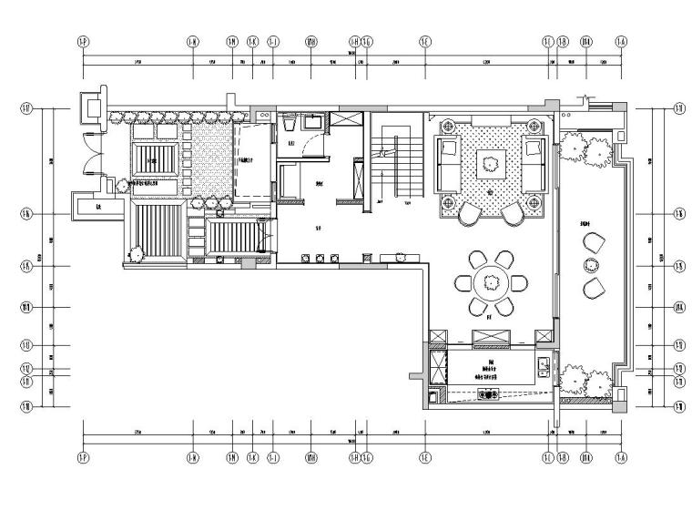 重庆知名地产悦湾洋房复式施工图设计-一层布置图