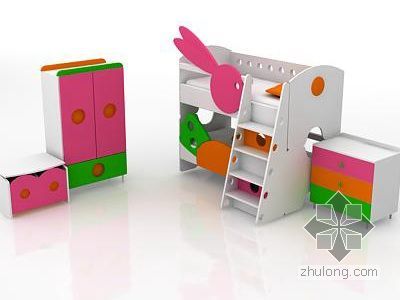 儿童床cad模型资料下载-儿童床组合家具