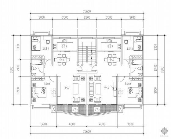 两梯两户小户型资料下载-板式多层一梯两户户型图(79/79)