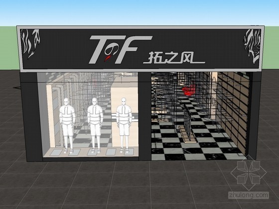 耐克专卖店室内设计资料下载-某服饰专卖店室内设计SketchUp模型
