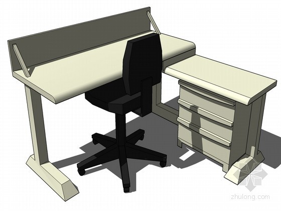 CAD办公桌模型资料下载-办公桌SketchUp模型下载