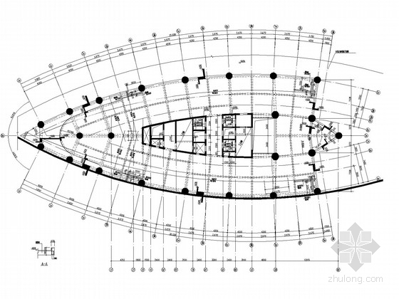 筒形写字楼资料下载-29层圆弧形框筒公寓式写字楼结构施工图