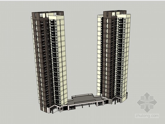 住宅建筑文本模型资料下载-住宅建筑SketchUp模型下载