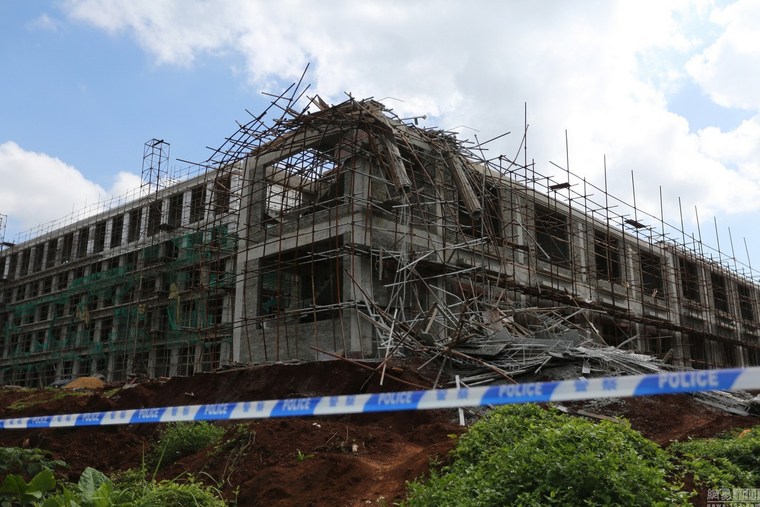 保定科技职业学院资料下载-海口高校工地坍塌致1死5伤安监部介入调查