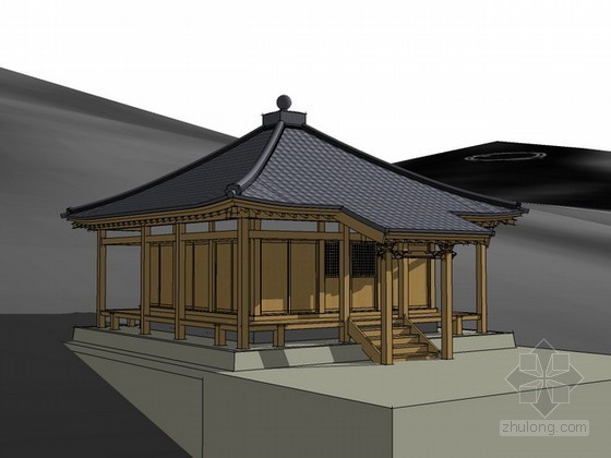 寺庙设计模型资料下载-日式寺庙古建sketchup模型下载