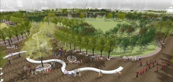 [内蒙古]现代创意公园景观设计方案-现代创意公园透视效果图 