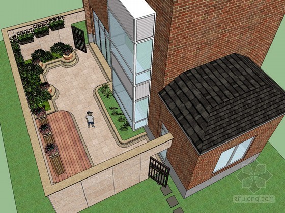 bim花园模型资料下载-家庭花园SketchUp模型下载