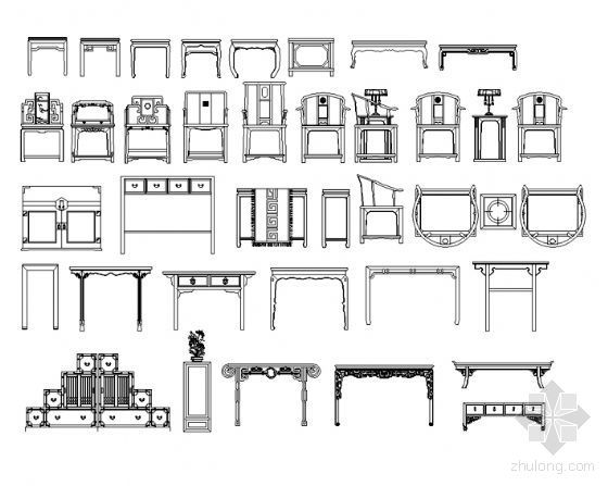 CAD图块中式家具资料下载-中式家具图块