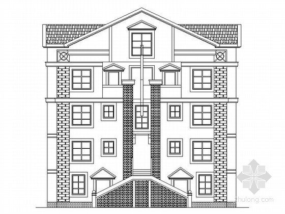 欧式花园洋房建筑立面资料下载-某四层花园洋房建筑方案图（南梯）