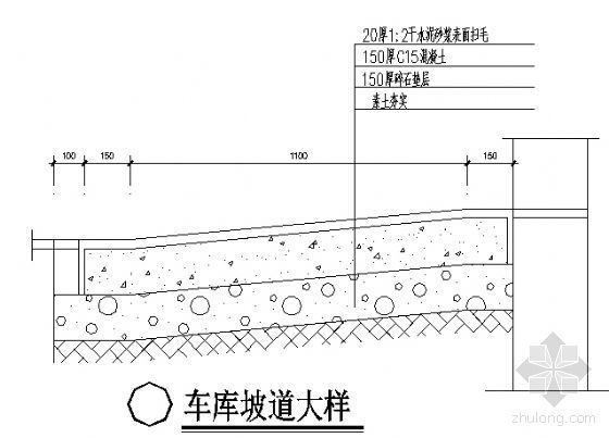 无障碍坡道节点大样资料下载-车库坡道大样