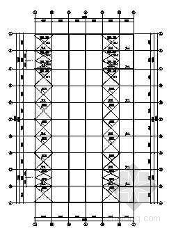 四坡三角形钢屋架图纸资料下载-三跨六坡门式刚架厂房结施图纸