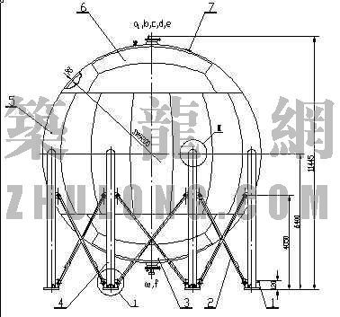 钢制储罐施工方案资料下载-钢制球形重油储罐结构图