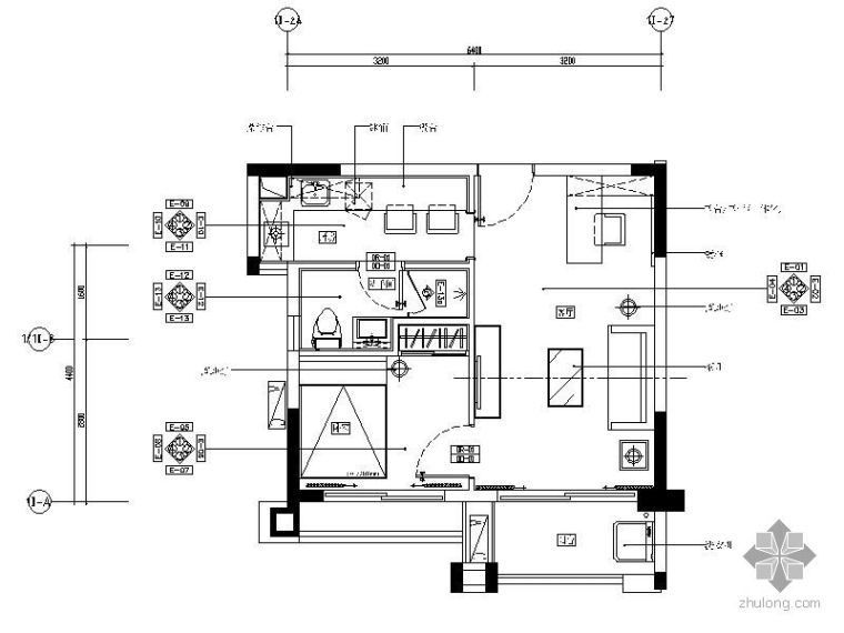 商品房室内设计平面图资料下载-[广东]某商品房小户型施工图Ⅰ