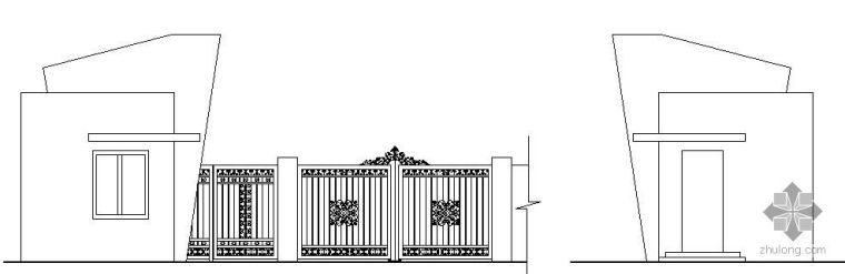 围墙和大门CAD资料下载-某小区大门和门卫详图