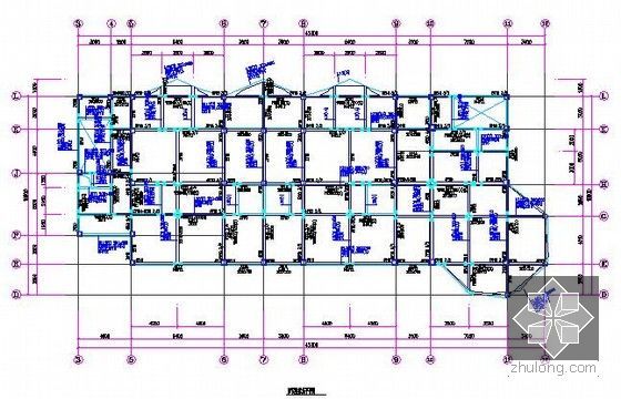 [福建]2015年4层幼儿园建筑安装工程量计算及预算书实例(含施工图纸)-梁配筋平面图