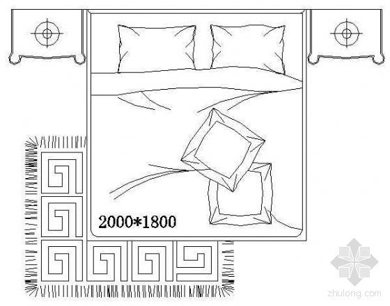 宿舍双层床cad资料下载-床平面CAD图块2