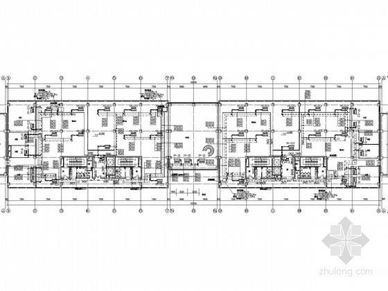 [天津]高层研发中心建筑群空调通风及防排烟系统设计施工图（采暖设计）-五层空调水管平面图 