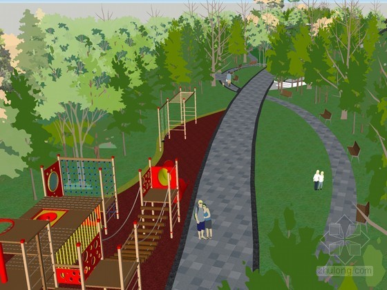 河滨公园施工图资料下载-河滨公园SketchUp模型下载