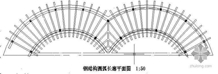 古建长廊设计施工图资料下载-某钢结构圆弧长廊施工图