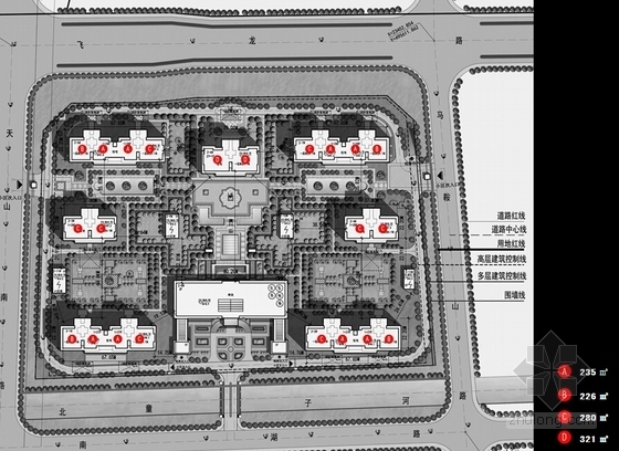 [江苏]现代典雅风格高档住宅区规划设计方案文本-现代典雅风格高档住宅区规划分析图