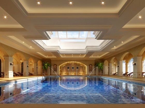 游泳池模型下载资料下载-酒店室内泳池3d模型下载