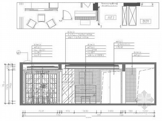 精品雅致高级简欧风格四居室样板间室内装修设计施工图（含效果和软装配饰）客厅立面图 